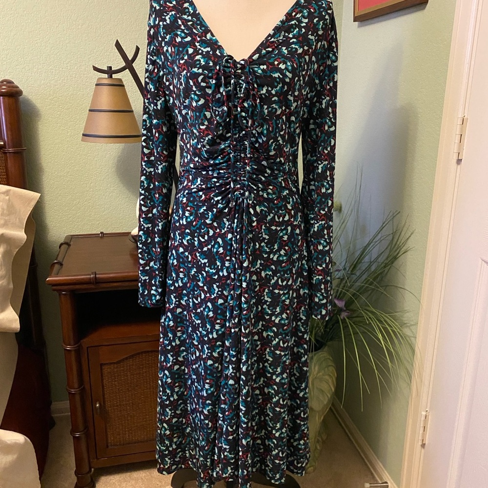 White House Black Market Teal and Blue Long Sleeve Dress